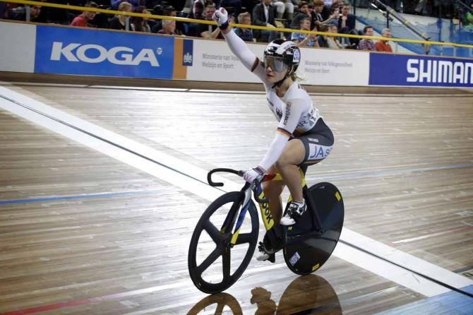 Kristina Vogel celebrates her win