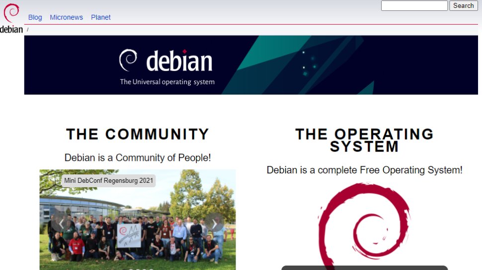Website screenshot for Debian.