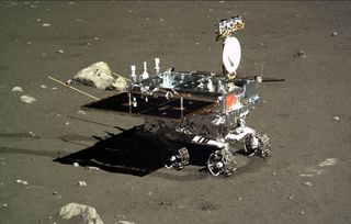 China's Yutu moon rover, photographed on the lunar surface by the Chang'e 3 lander on Dec. 16, 2013. The Chang'e 4 mission to the lunar far side, which is scheduled to launch late this year, was designed as a backup for Chang'e 3.