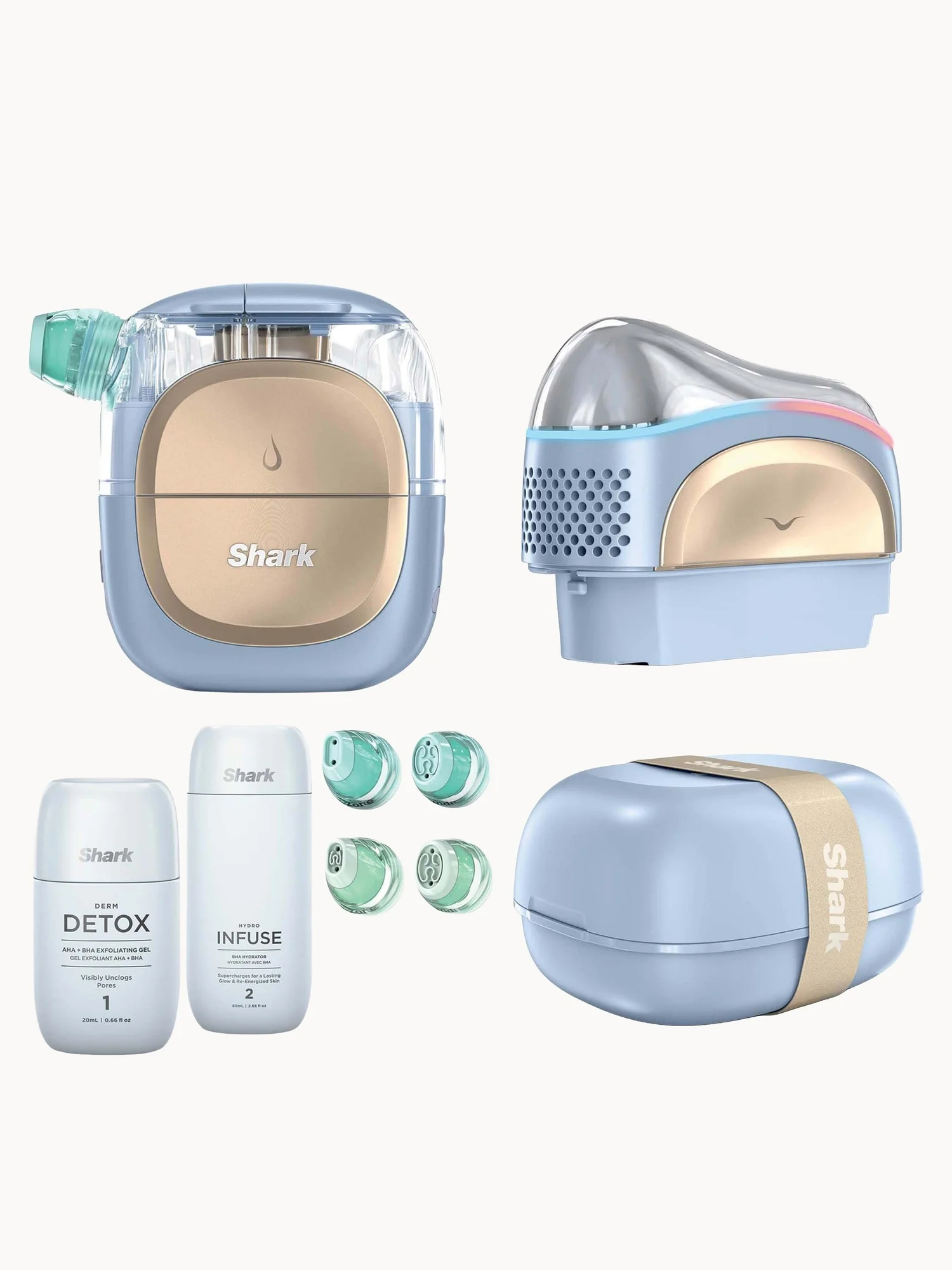 Shark Beauty Facialpro Glow + Depuffi at Home Facial Spa Blue