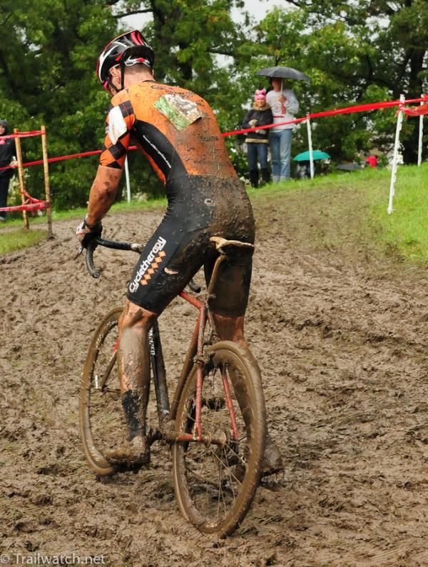 The off-camber mud gave riders fits