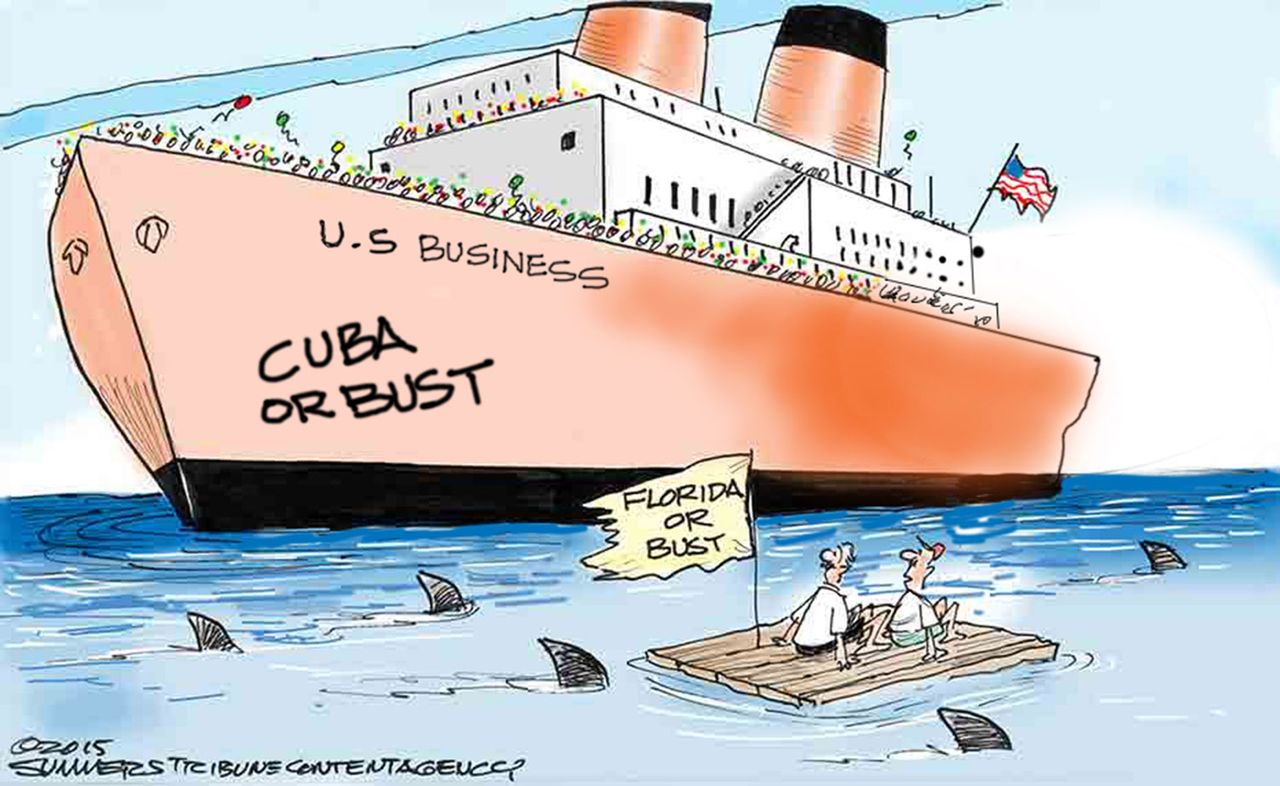 Editorial cartoon U.S. Cuba Business