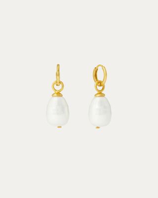 Ava Pearl Drop Huggie Earrings