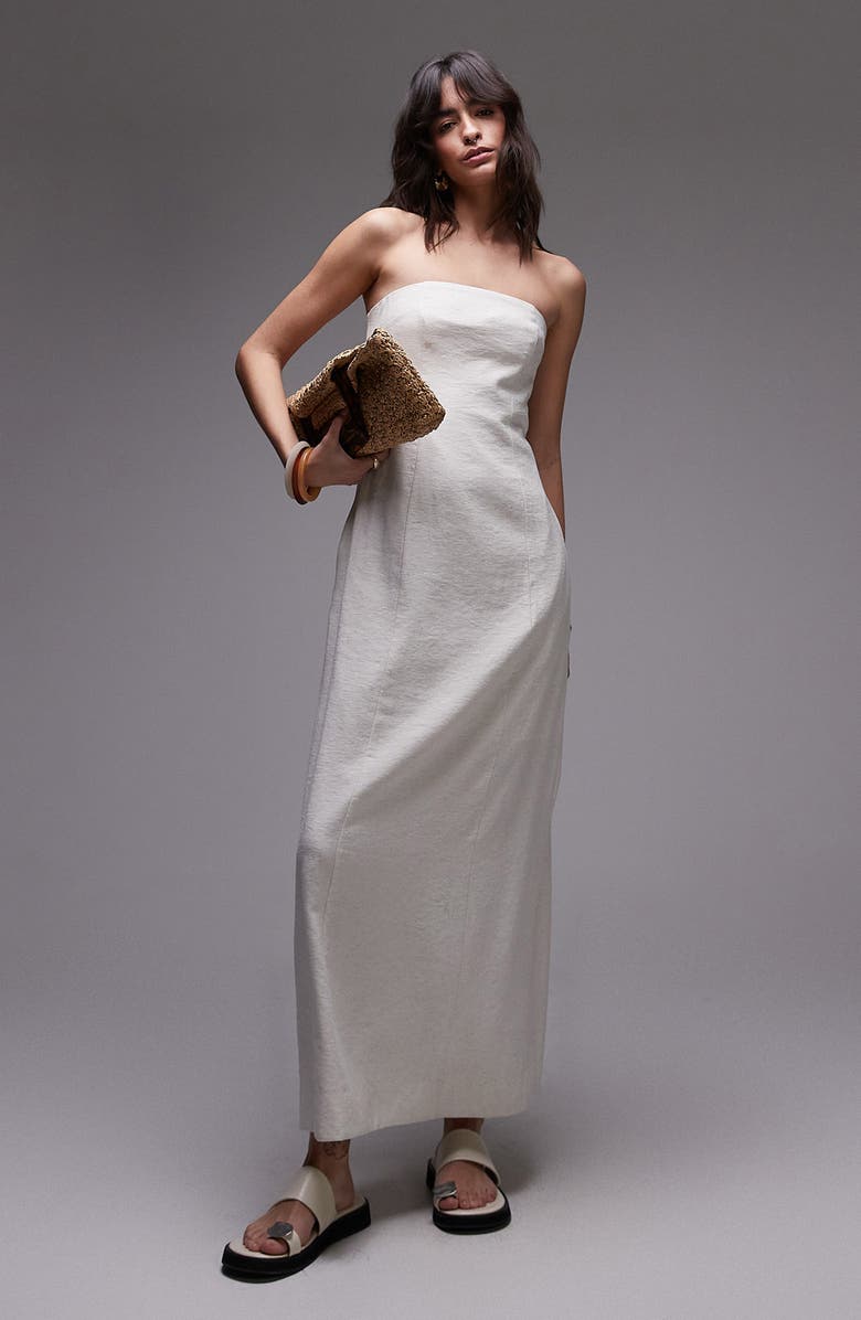 Strapless Linen Maxi Dress
