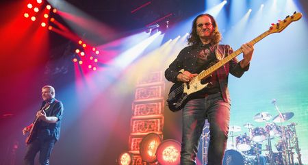 Geddy Lee and Alex Lifeson of Rush perform live in 2015.