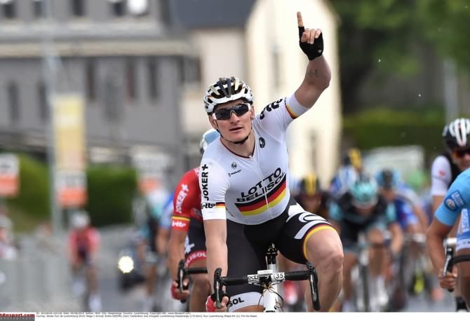 Andre Greipel (Lotto-Belisol) wins the first stage in the Tour of Luxembourg.