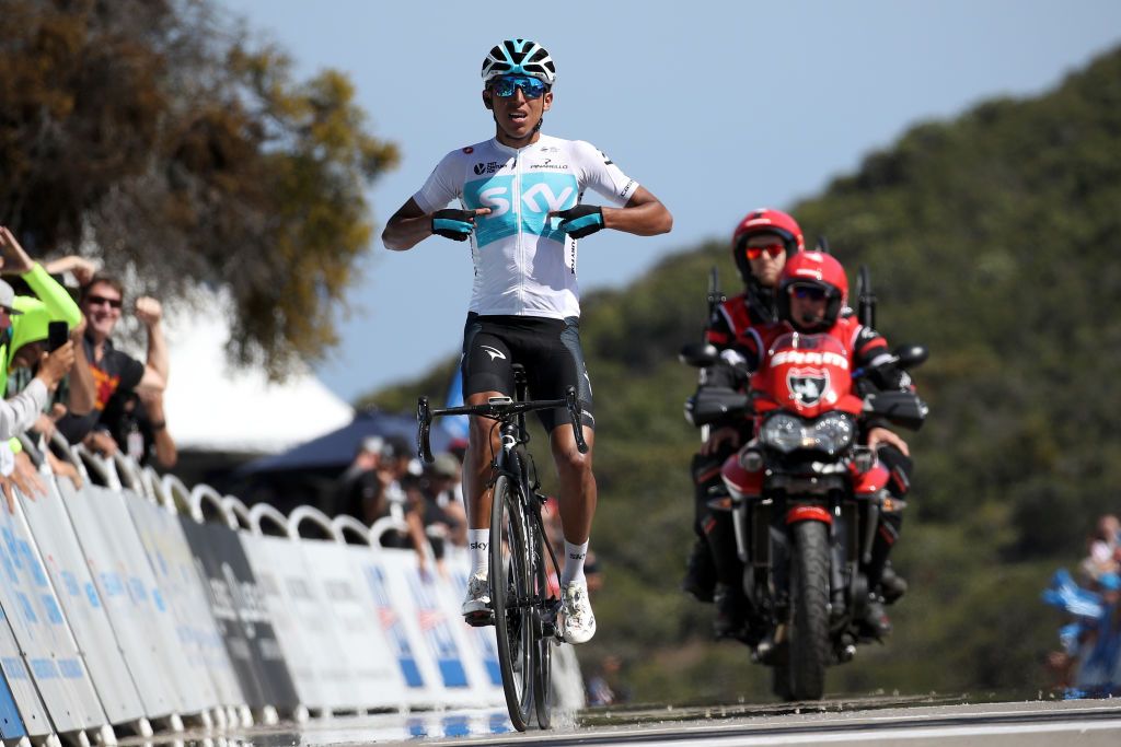 Egan Bernal (Team Sky) takes the win on stage 2 of the Tour of California at Gibraltar Road