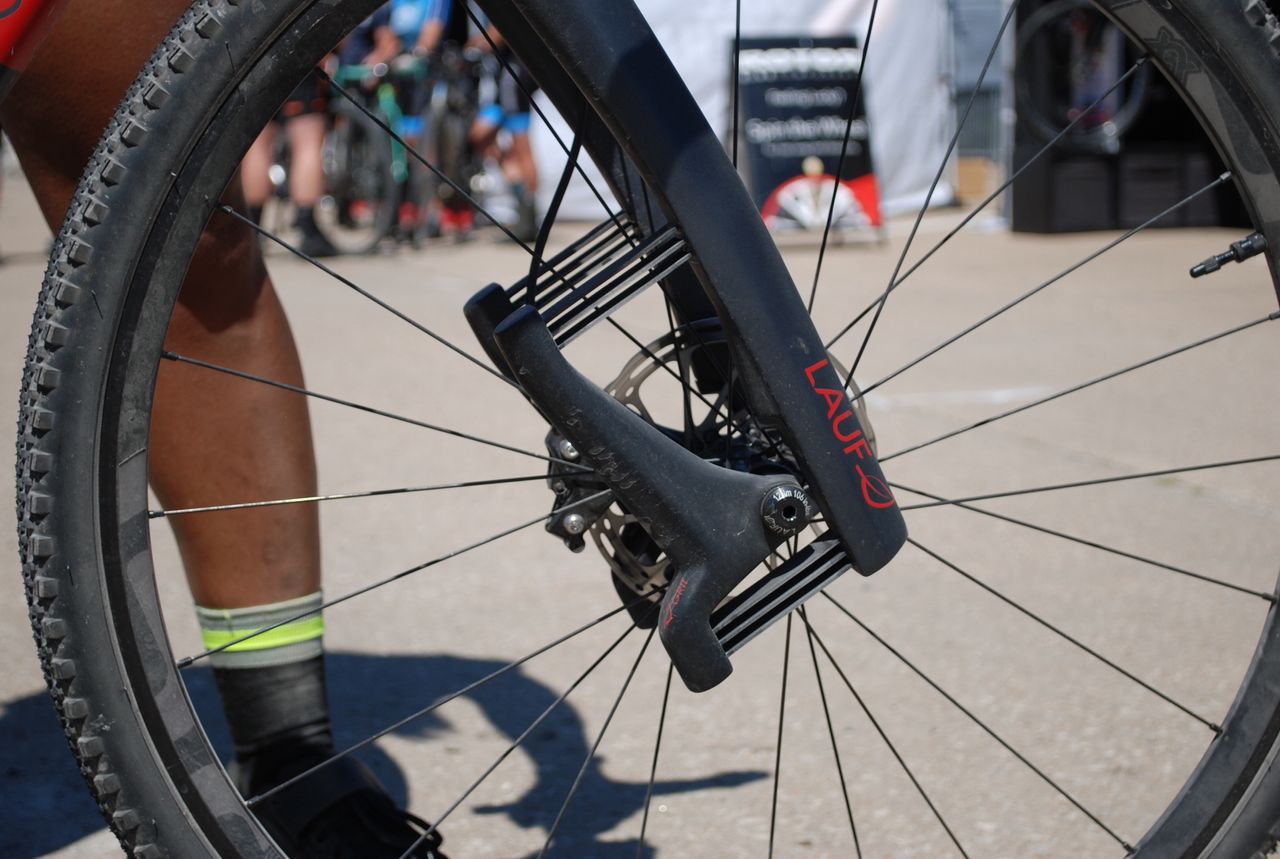 The Lauf fork on Brooke Goudy's True Grit offers 30mm of front suspension