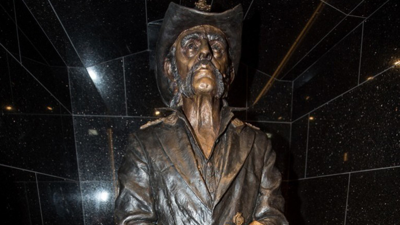 The Lemmy statue at the Rainbow Bar &amp; Grill