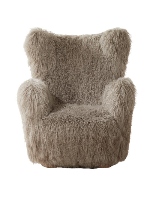 Bozzi Taupe Mongolian Sheepskin Accent Chair
