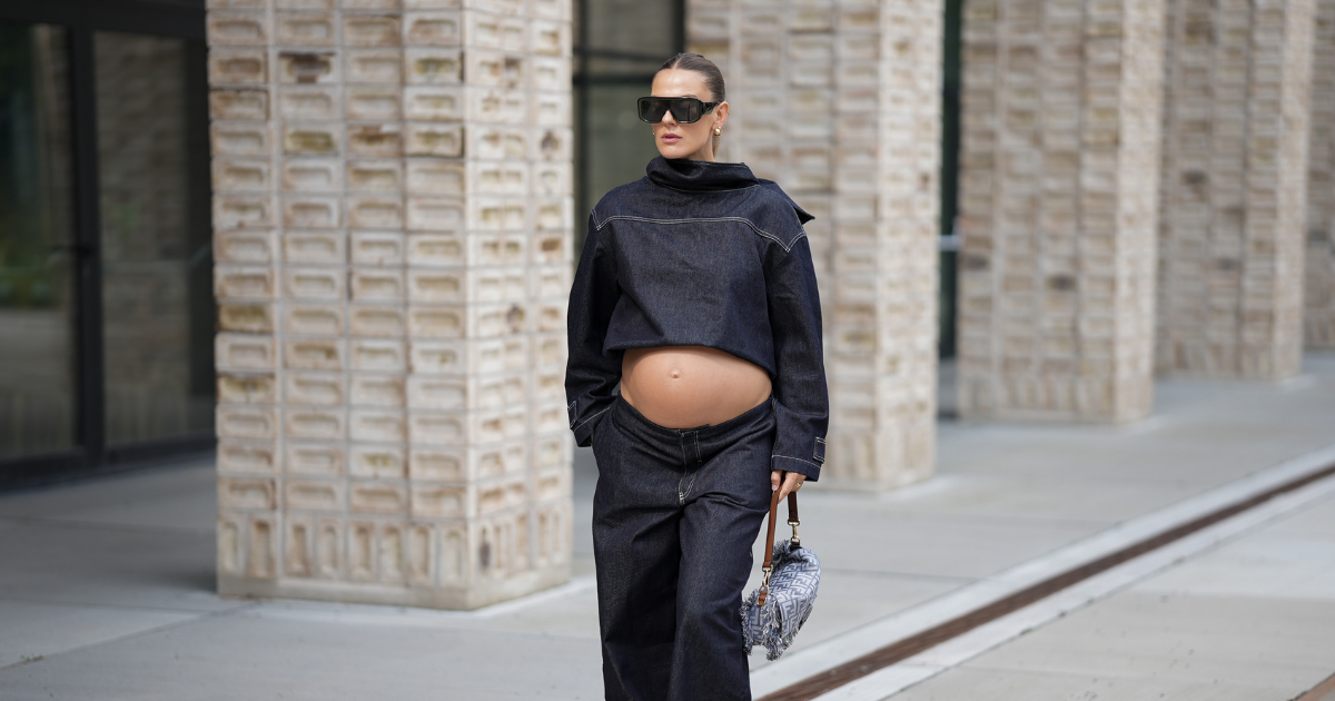 pregnancy skincare Alessa Winter, attending the Herskind show during Copenhagen Fashion Week SS26