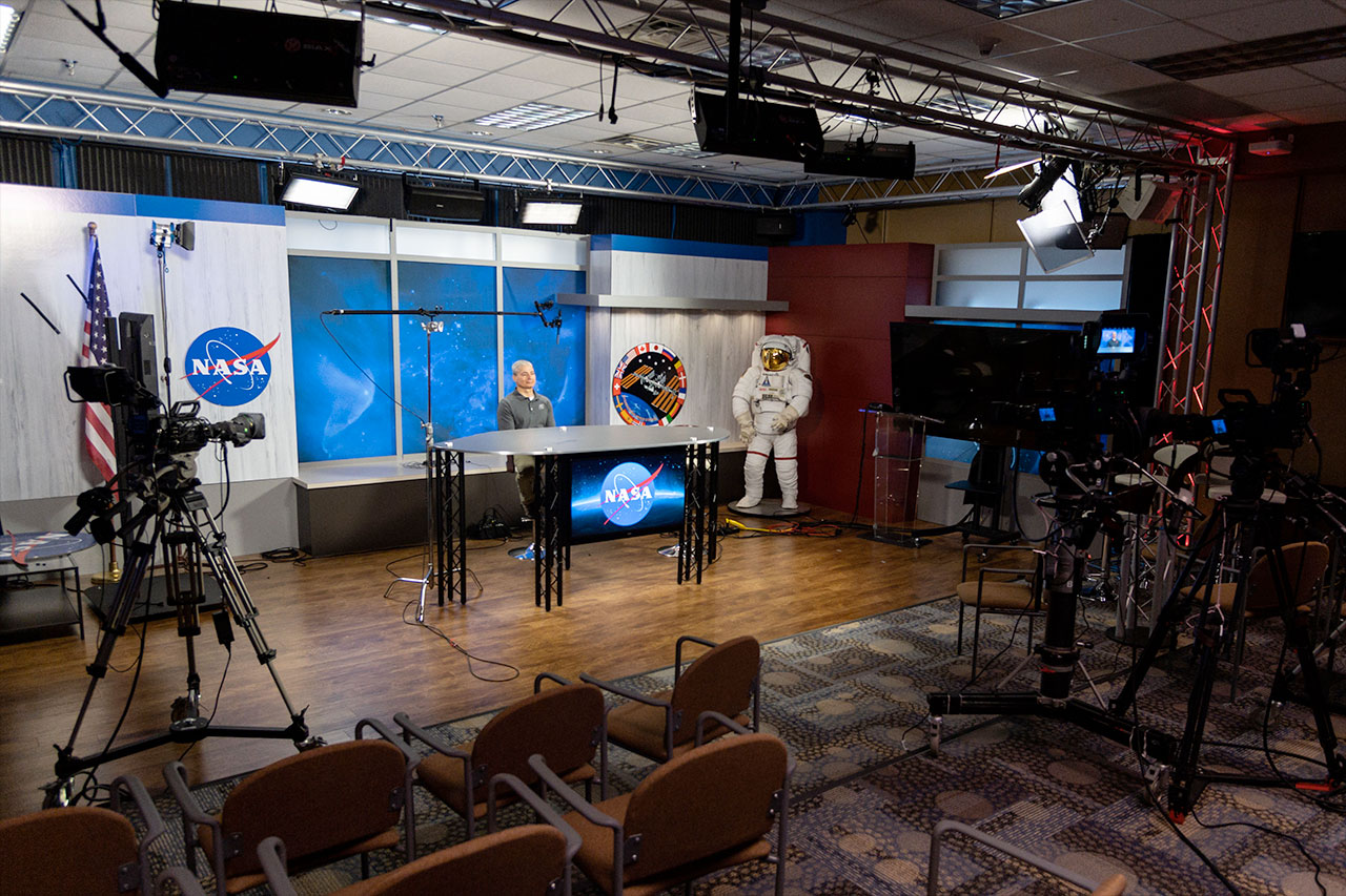 NASA astronaut Mark Vande Hei answers reporters' questions at Johnson Space Center in Houston a week after his return to Earth from the International Space Station.