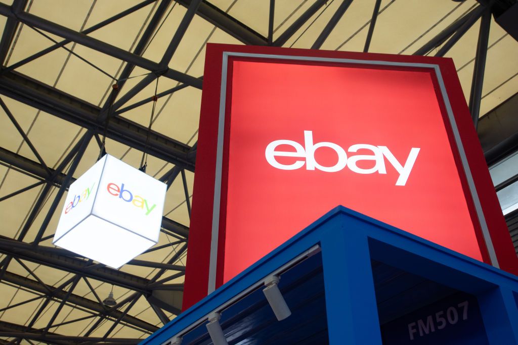 eBay logos on signage at the Chinajoy games fair in Shanghai, China, on July 26, 2024