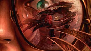 Card artwork depicting a monster with grasping claws, seen reflected in someone's eye