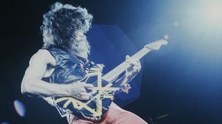 Eddie Van Halen playing the Bumblebee guitar