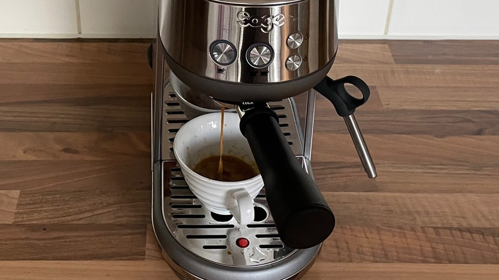 The Sage Bambino being used to pour coffee