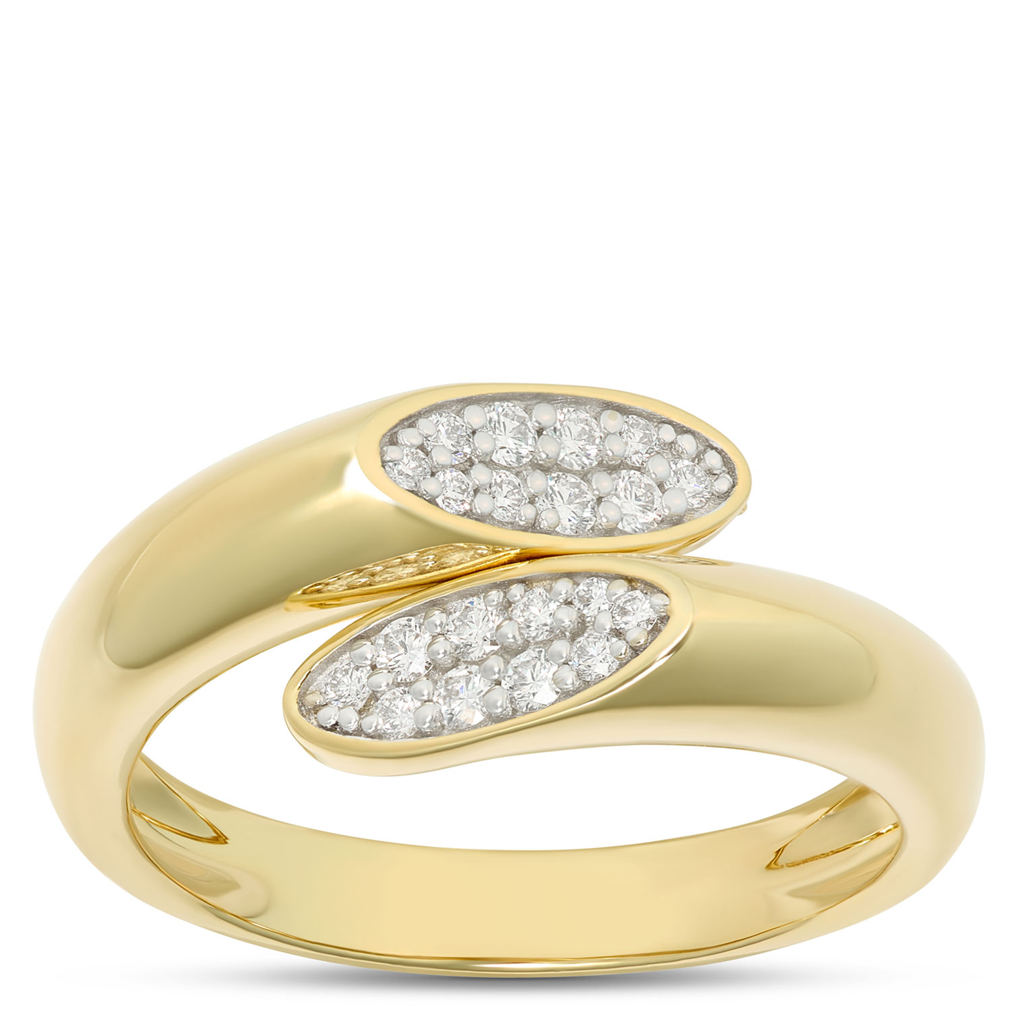 Toscano Bypass Ring With Diamonds, 18k Yellow Gold