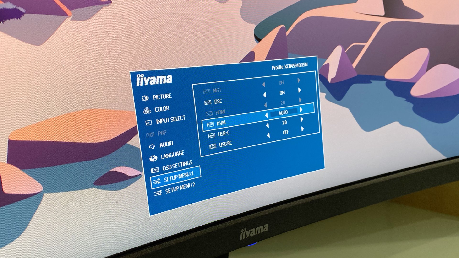 Iiyama ProLite XCB4594DQSN durante nuestro proceso de revisión