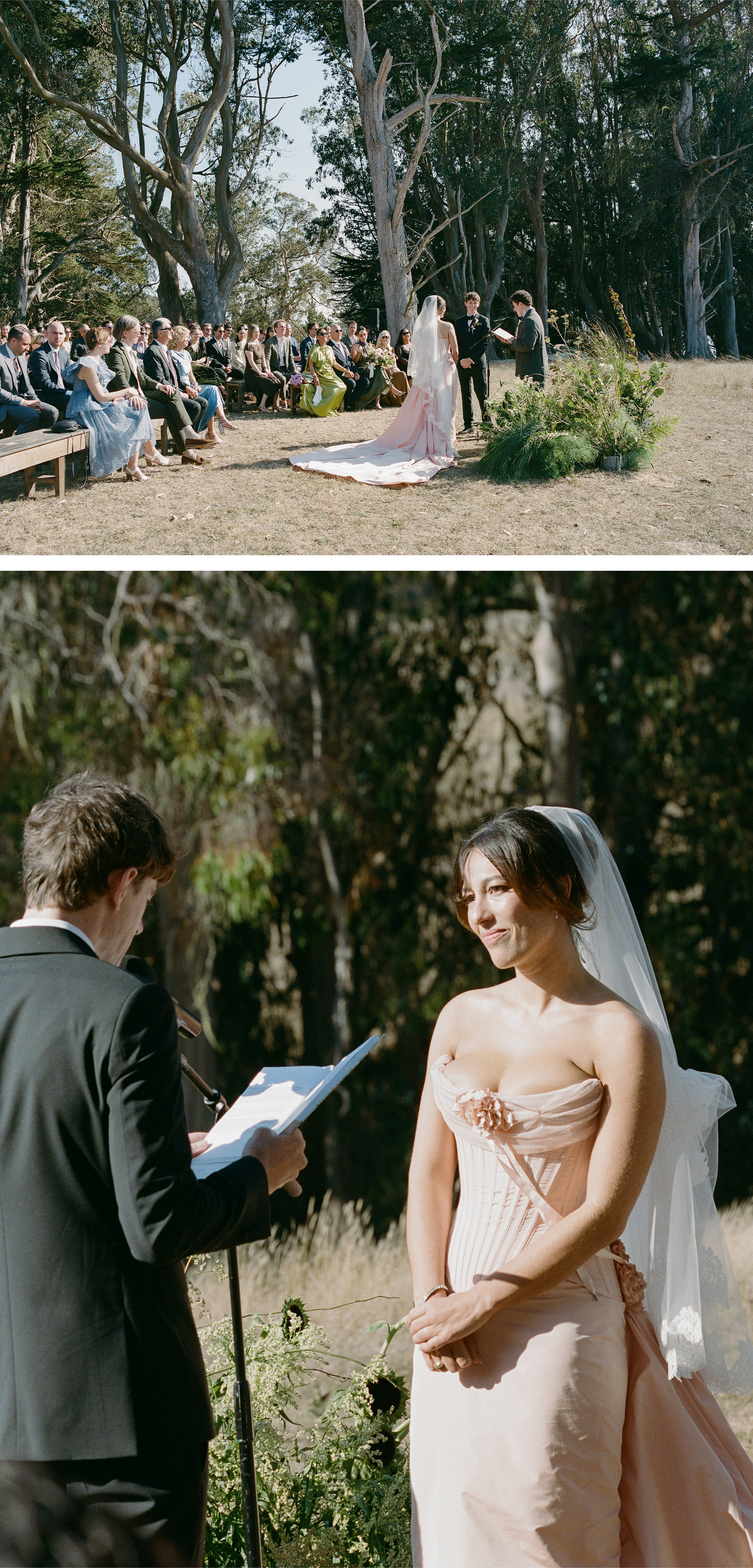 A collage of Charles and Hadley at the ceremony.