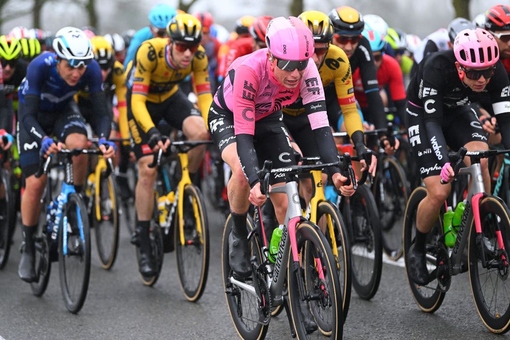 DE PANNE BELGIUM MARCH 22 Julius van den Berg of The Netherlands and Team EF EducationEasyPost competes during the 47th Minerva Classic Brugge De Panne 2023 a 211km one day race from Brugge to De Panne on March 22 2023 in De Panne Belgium Photo by Luc ClaessenGetty Images