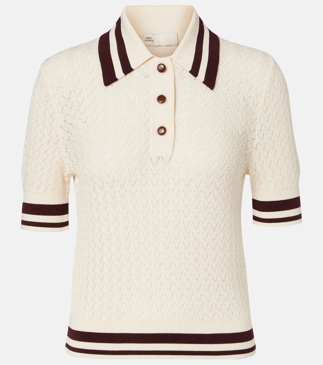 Tory Burch, Cotton Pointelle Polo Shirt