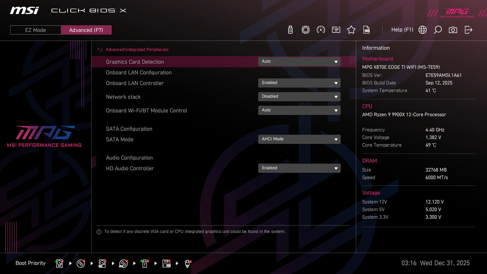 MSI MPG X870E Edge Ti Wifi - BIOS