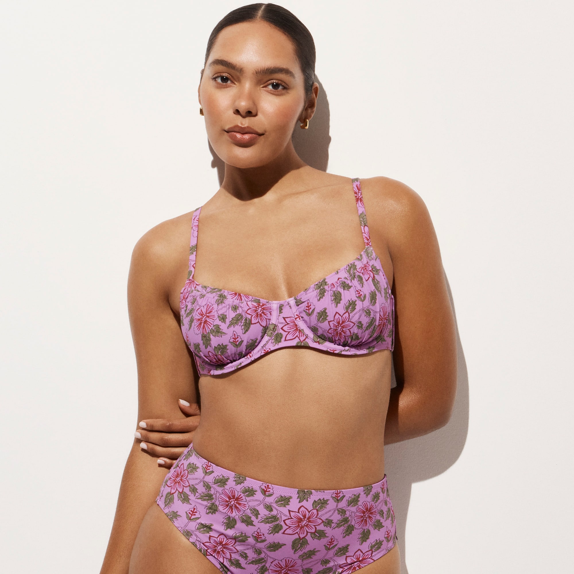 Ruched Underwire Bikini Top in Iris Floral