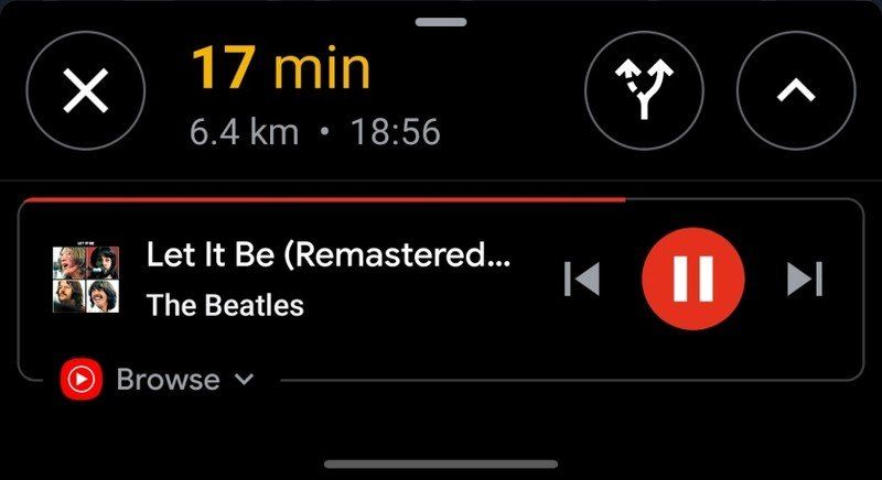 Google Maps Youtube Music Playback Controls