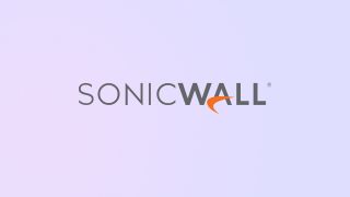 SonicWall logo on a pink and purple gradient background