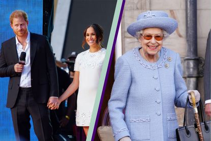 Meghan MArkle and Prince Harry with the Queen