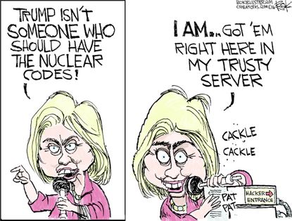 Political Cartoon U.S. Hillary Clinton Server 2016