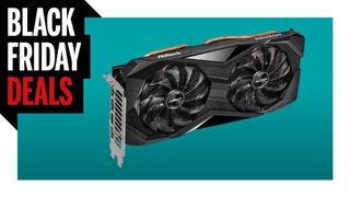 ASRock Radeon 6700XT graphics card on blue background with Black Friday Deals logo