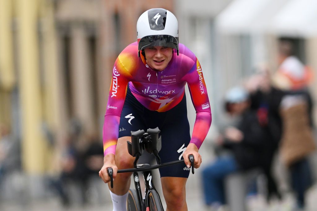 BINCHE BELGIUM JUNE 20 Lotte Kopecky of Belgium and Team SD WorxProtime sprints during the 105th National Championships Belgium 2024 Womens Individual Time Trial a 193 km on June 20 2024 in Binche Belgium Photo by Luc ClaessenGetty Images