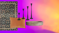 a collage of home decor items on a colorful background