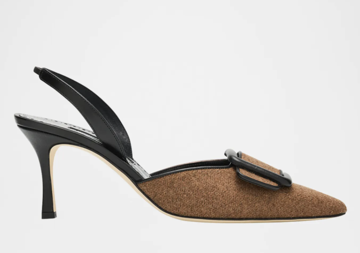 Manolo Blahnik, Mayslibi Wool Buckle Slingback Pumps