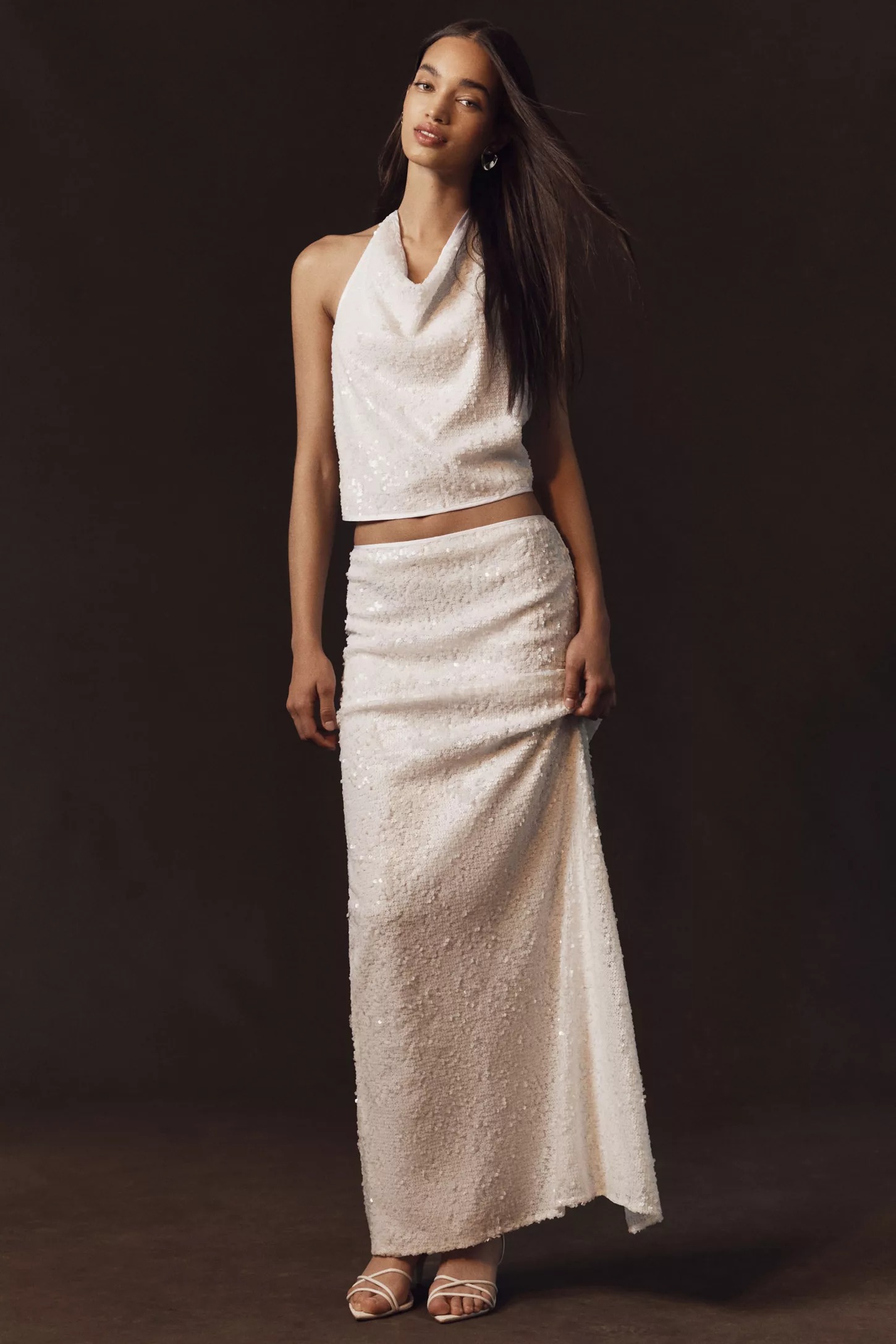 Anthropologie Weddings x Shona Joy, Illusion Sequin Halter Top