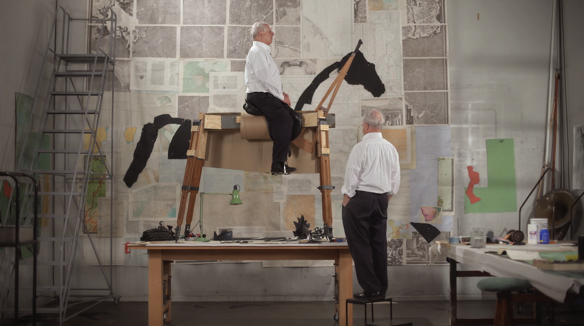 artist on wooden horse