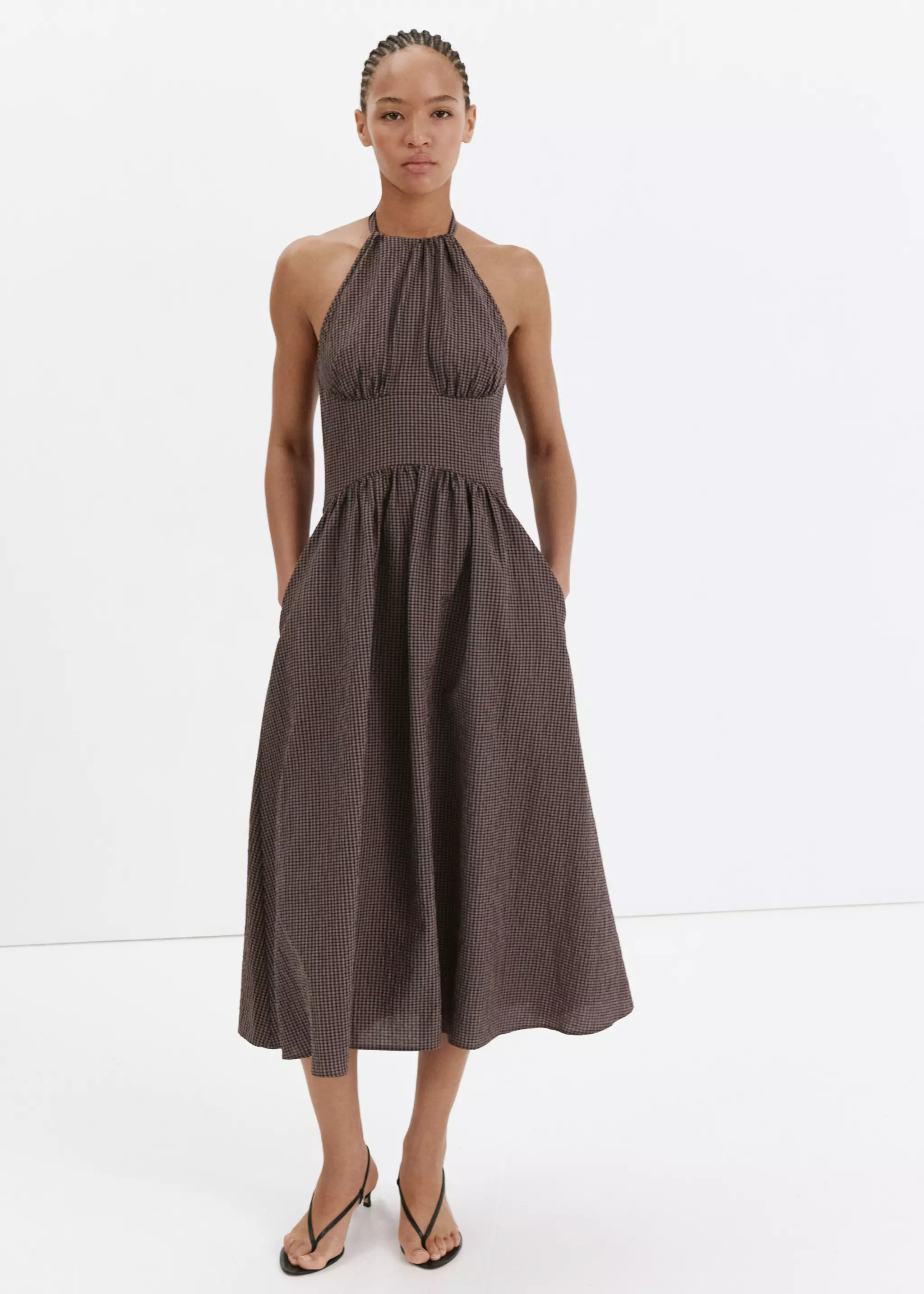 Gingham Check Halter Dress - Women | Mango United Kingdom