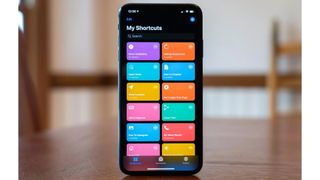 An iPhone displaying the Shortcuts menu