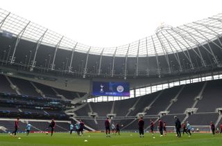Manchester City trained at Spurs' new stadium on Monday