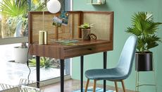 Working from home set up La Redoute NOYA Vintage Desk in green room