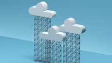 Three clouds supported by metal framework structure