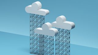 Three clouds supported by metal framework structure