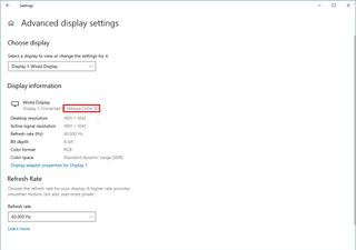 Windows 10 Settings GPU information