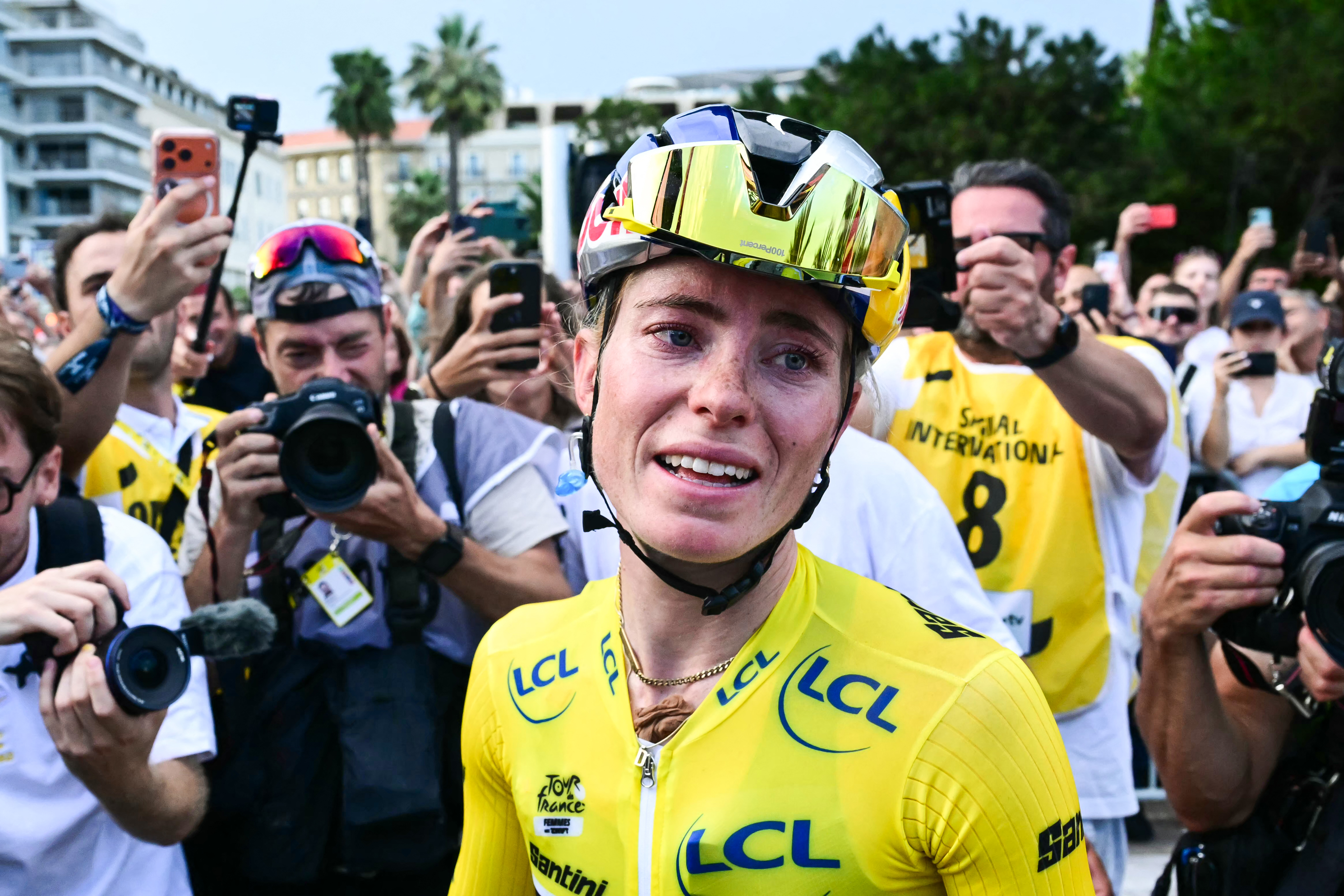 Demi Vollering after winning the Tour de France Femmes 2026