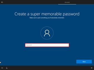 Local account password during Windows 10 Home setup