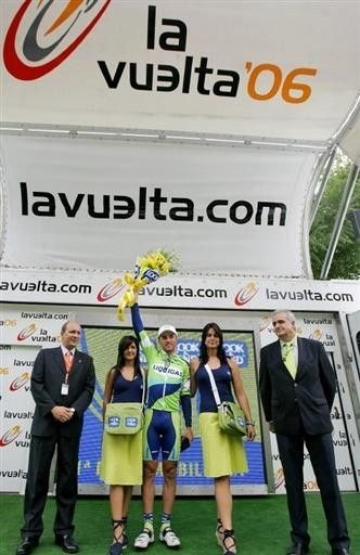 Luca Paolini (Liquigas) stands on the podium
