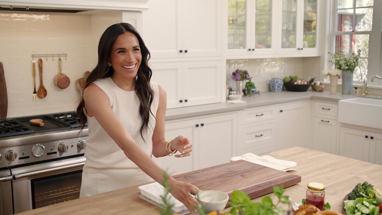 Meghan Markle in the kitchen set of her Netflix series &#039;With Love, Meghan&#039;