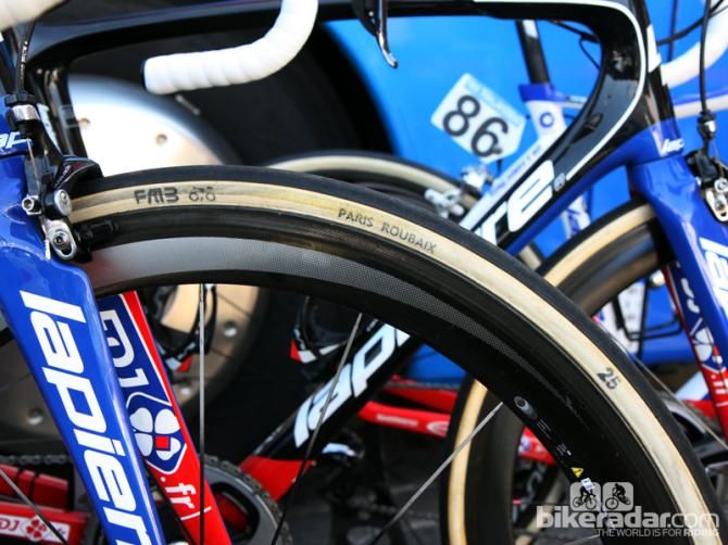25mm-wide FMB Paris-Roubaix tubulars for the FDJ.fr team at Scheldeprijs