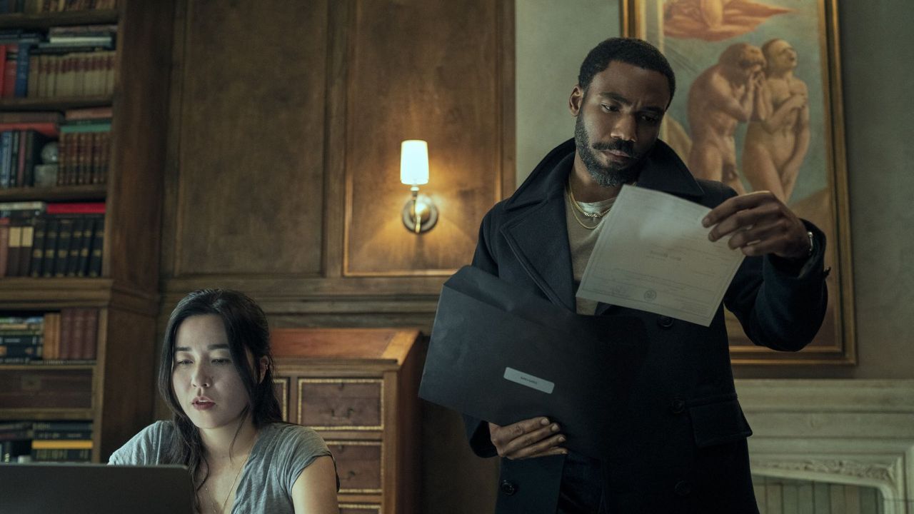 Maya Erskine and Donald Glover in Mr. &amp; Mrs. Smith